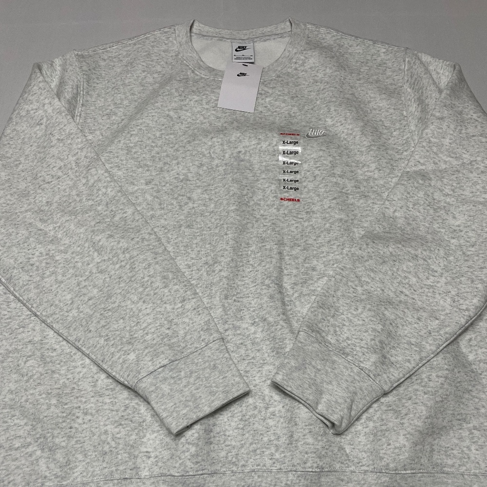 Nike Club Fleece Crewneck Sweatshirt Mens XL Heather Grey NWT Embroidered Logo
